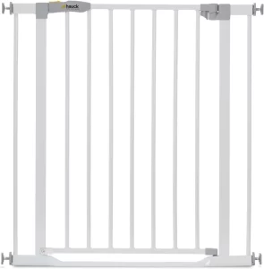 Hauck Clear Step Gate är en barngrind som man klämmer fast, så man slipper borra och skruva hål i väggen. Den är smidig att flytta och använda.